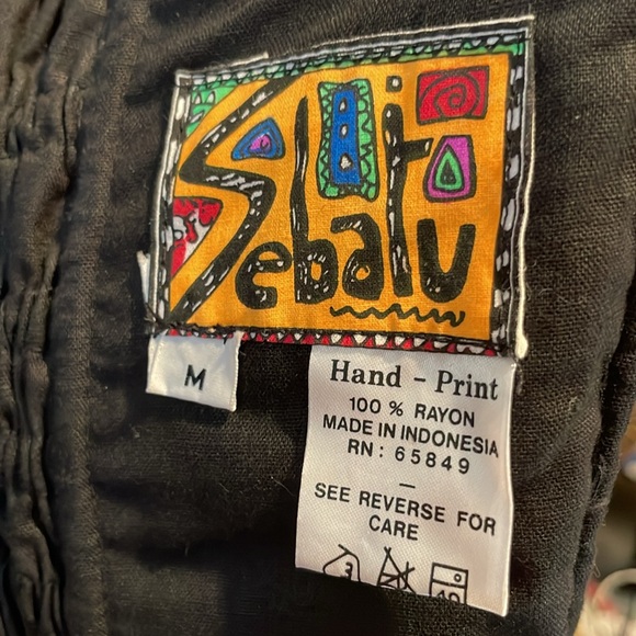 Vintage Vibe Boho Retro Beaded Bold Pattern Sebatu Hand- Print Halter Top Size M - Picture 11 of 11